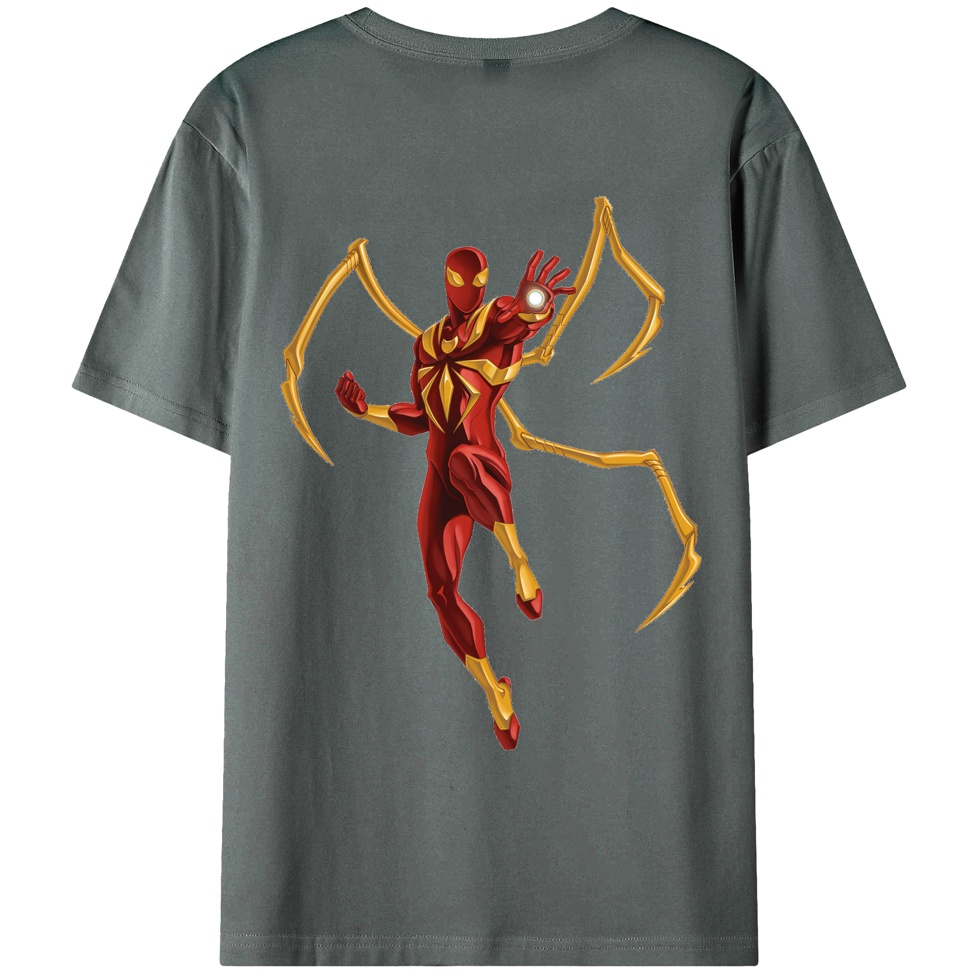 （画像用） Spider Man スパイダーマン 綿100％ メンズ半袖Tシャツ（バックプリント） 通気性